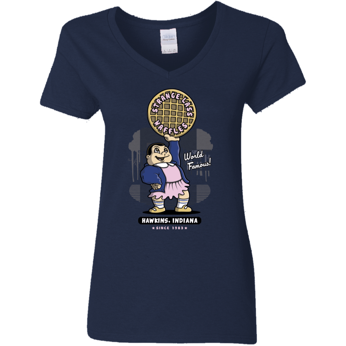 T-Shirts Navy / S Strange Lass Waffles Women's V-Neck T-Shirt