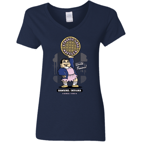 T-Shirts Navy / S Strange Lass Waffles Women's V-Neck T-Shirt