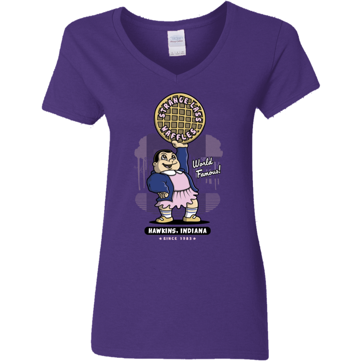 T-Shirts Purple / S Strange Lass Waffles Women's V-Neck T-Shirt