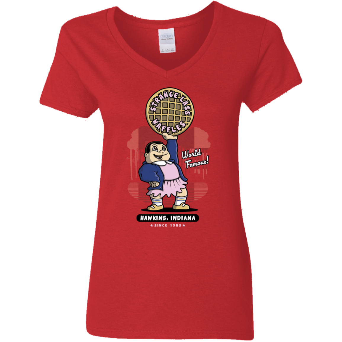 T-Shirts Red / S Strange Lass Waffles Women's V-Neck T-Shirt