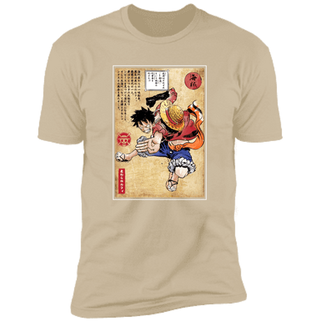 T-Shirts Sand / S Straw Hat Captain Woodblock Men's Premium T-Shirt