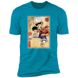 T-Shirts Turquoise / S Straw Hat Captain Woodblock Men's Premium T-Shirt