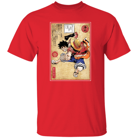 T-Shirts Red / S Straw Hat Captain Woodblock T-Shirt