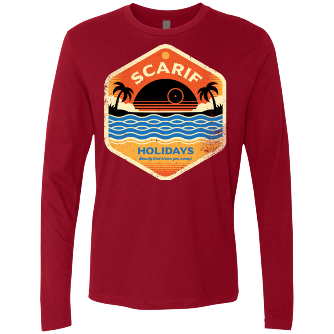 T-Shirts Cardinal / Small Sun Sea & Space Stations Men's Premium Long Sleeve
