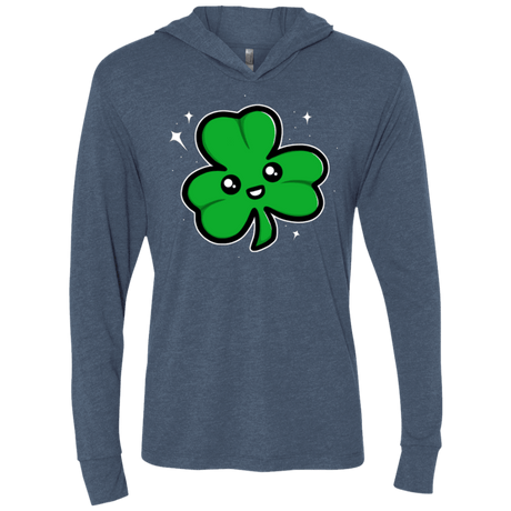 T-Shirts Indigo / X-Small Super Cute Shamrock Triblend Long Sleeve Hoodie Tee