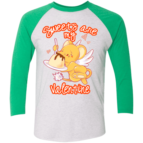 T-Shirts Heather White/Envy / X-Small Sweets are my Valentine Triblend 3/4 Sleeve
