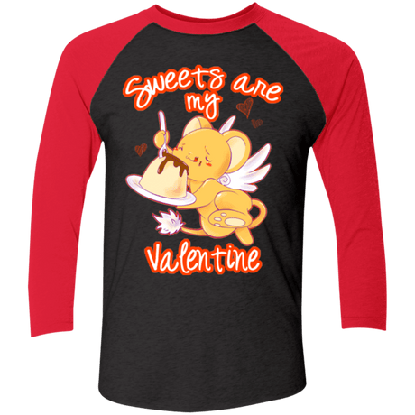 T-Shirts Vintage Black/Vintage Red / X-Small Sweets are my Valentine Triblend 3/4 Sleeve