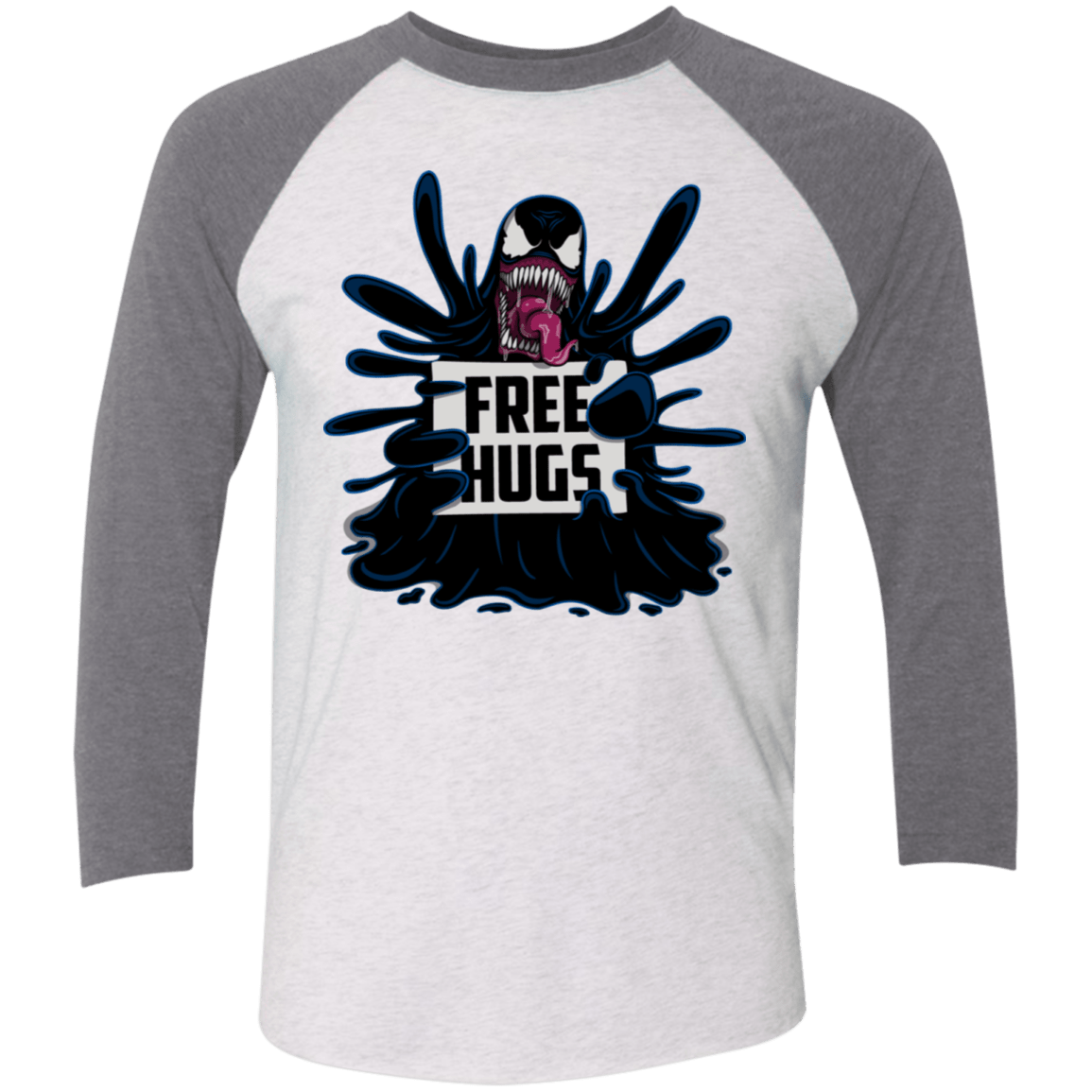 T-Shirts Heather White/Premium Heather / X-Small Symbiote Hugs Men's Triblend 3/4 Sleeve
