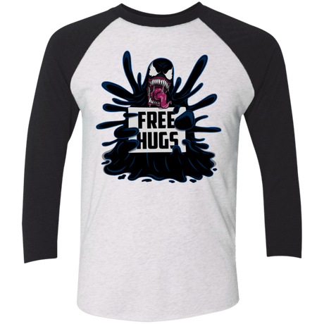 T-Shirts Heather White/Vintage Black / X-Small Symbiote Hugs Men's Triblend 3/4 Sleeve