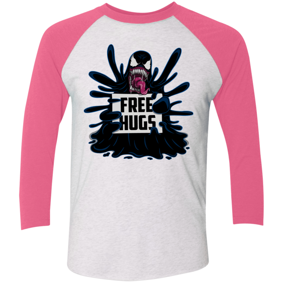T-Shirts Heather White/Vintage Pink / X-Small Symbiote Hugs Men's Triblend 3/4 Sleeve