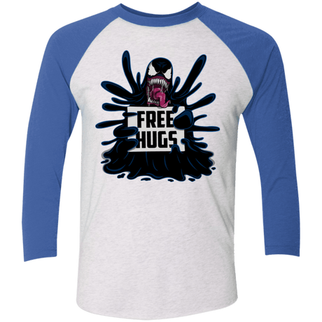 T-Shirts Heather White/Vintage Royal / X-Small Symbiote Hugs Men's Triblend 3/4 Sleeve