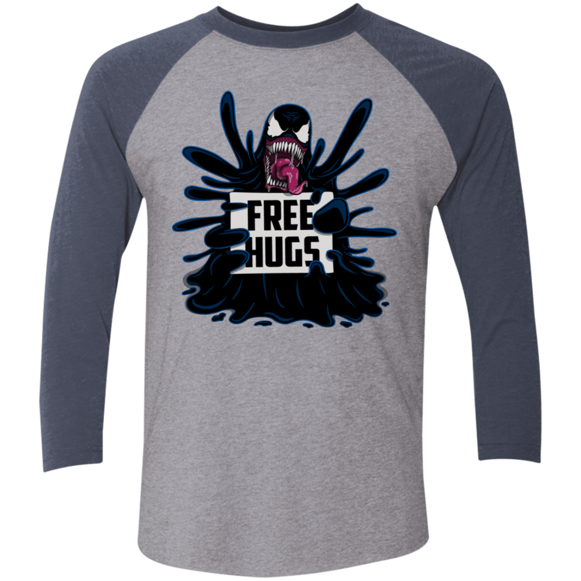 T-Shirts Premium Heather/Vintage Navy / X-Small Symbiote Hugs Men's Triblend 3/4 Sleeve