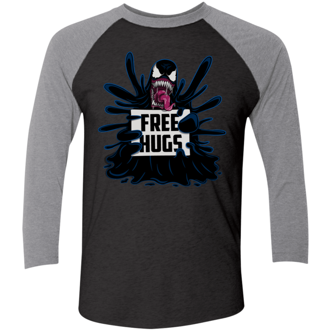 T-Shirts Vintage Black/Premium Heather / X-Small Symbiote Hugs Men's Triblend 3/4 Sleeve