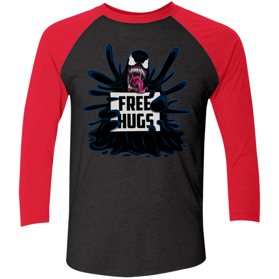 T-Shirts Vintage Black/Vintage Red / X-Small Symbiote Hugs Men's Triblend 3/4 Sleeve