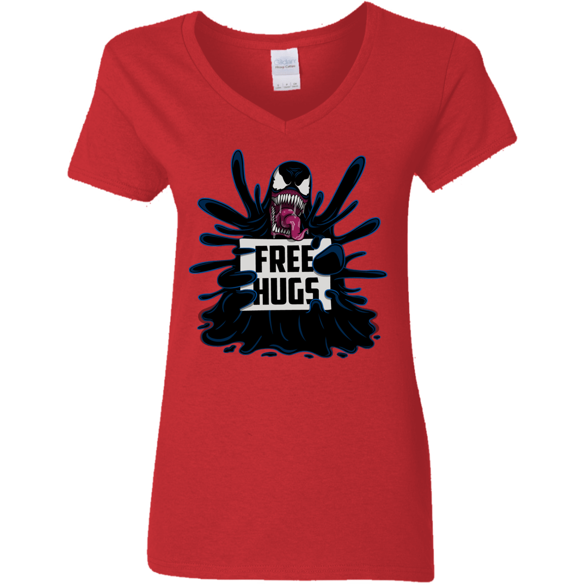 T-Shirts Red / S Symbiote Hugs Women's V-Neck T-Shirt