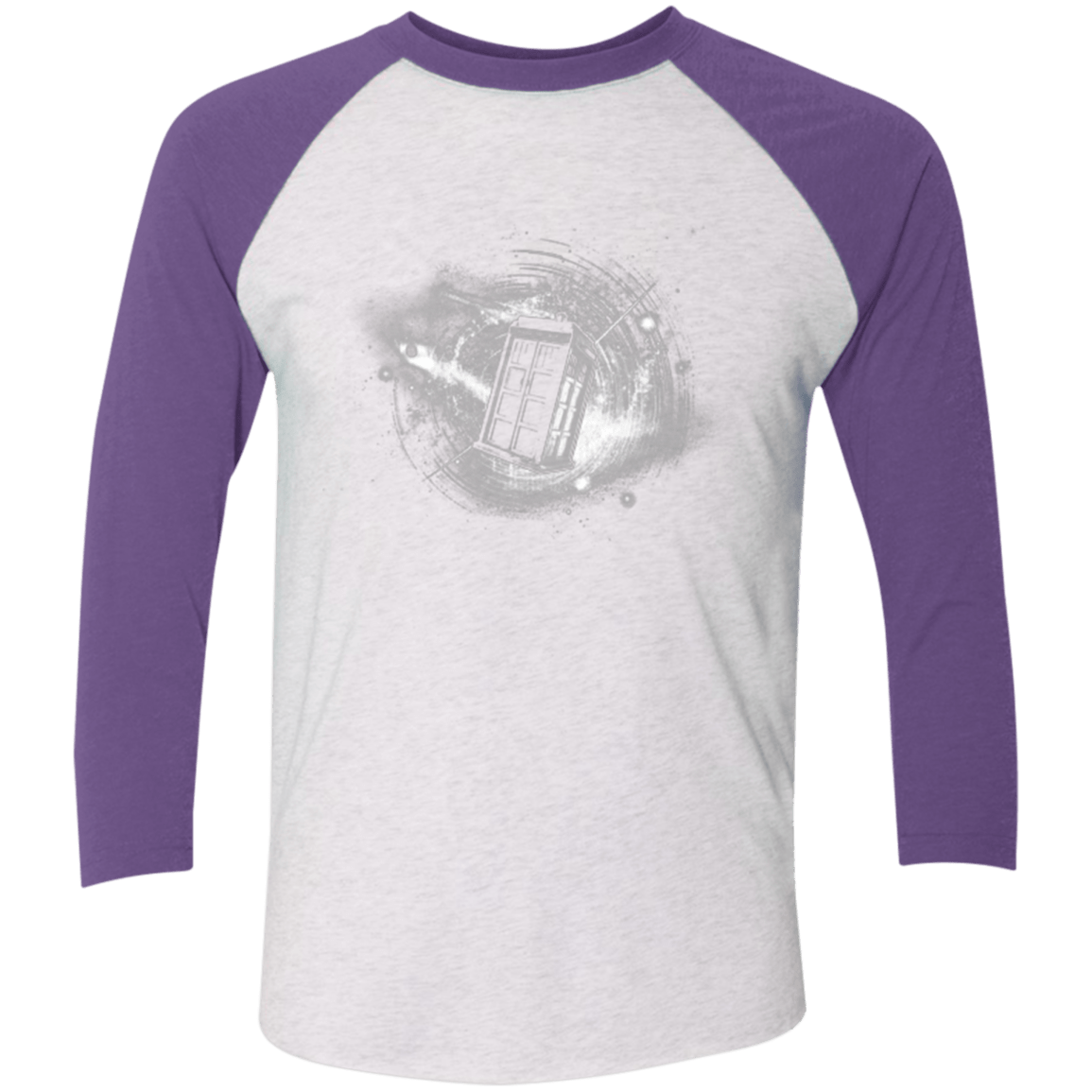 T-Shirts Heather White/Purple Rush / X-Small Tardis Men's Triblend 3/4 Sleeve