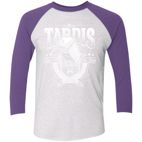 T-Shirts Heather White/Purple Rush / X-Small Tardis Men's Triblend 3/4 Sleeve