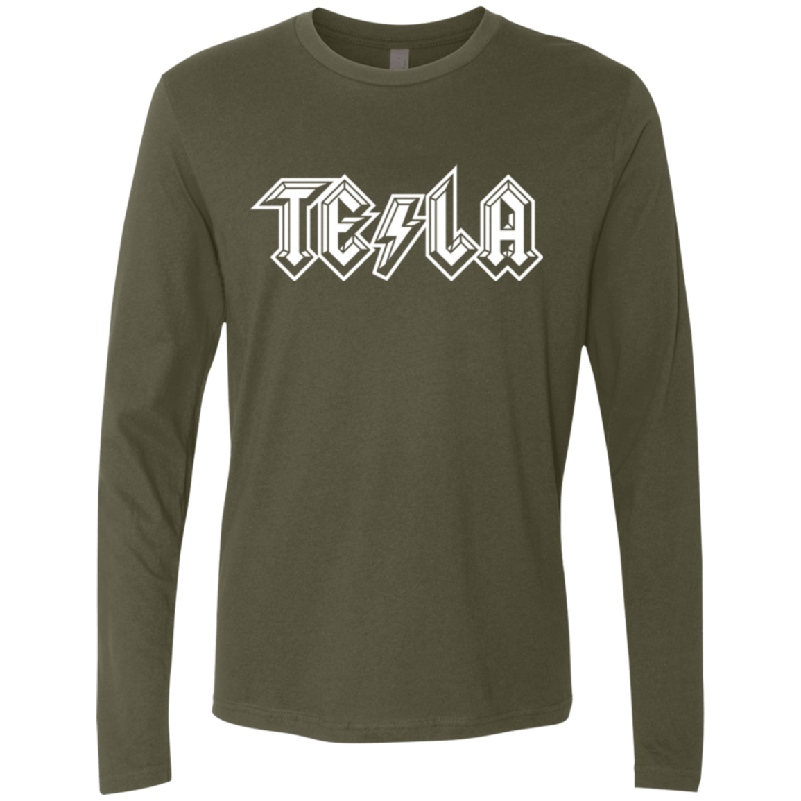 T-Shirts Military Green / Small TESLA Men's Premium Long Sleeve