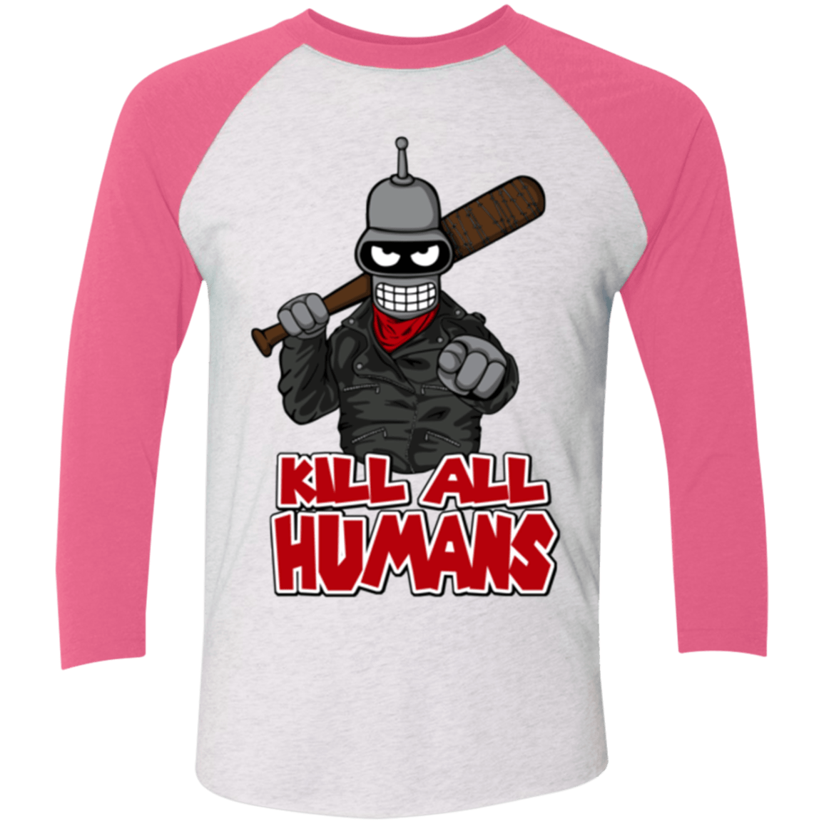 T-Shirts Heather White/Vintage Pink / X-Small The Walking Bot Triblend 3/4 Sleeve