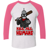 T-Shirts Heather White/Vintage Pink / X-Small The Walking Bot Triblend 3/4 Sleeve