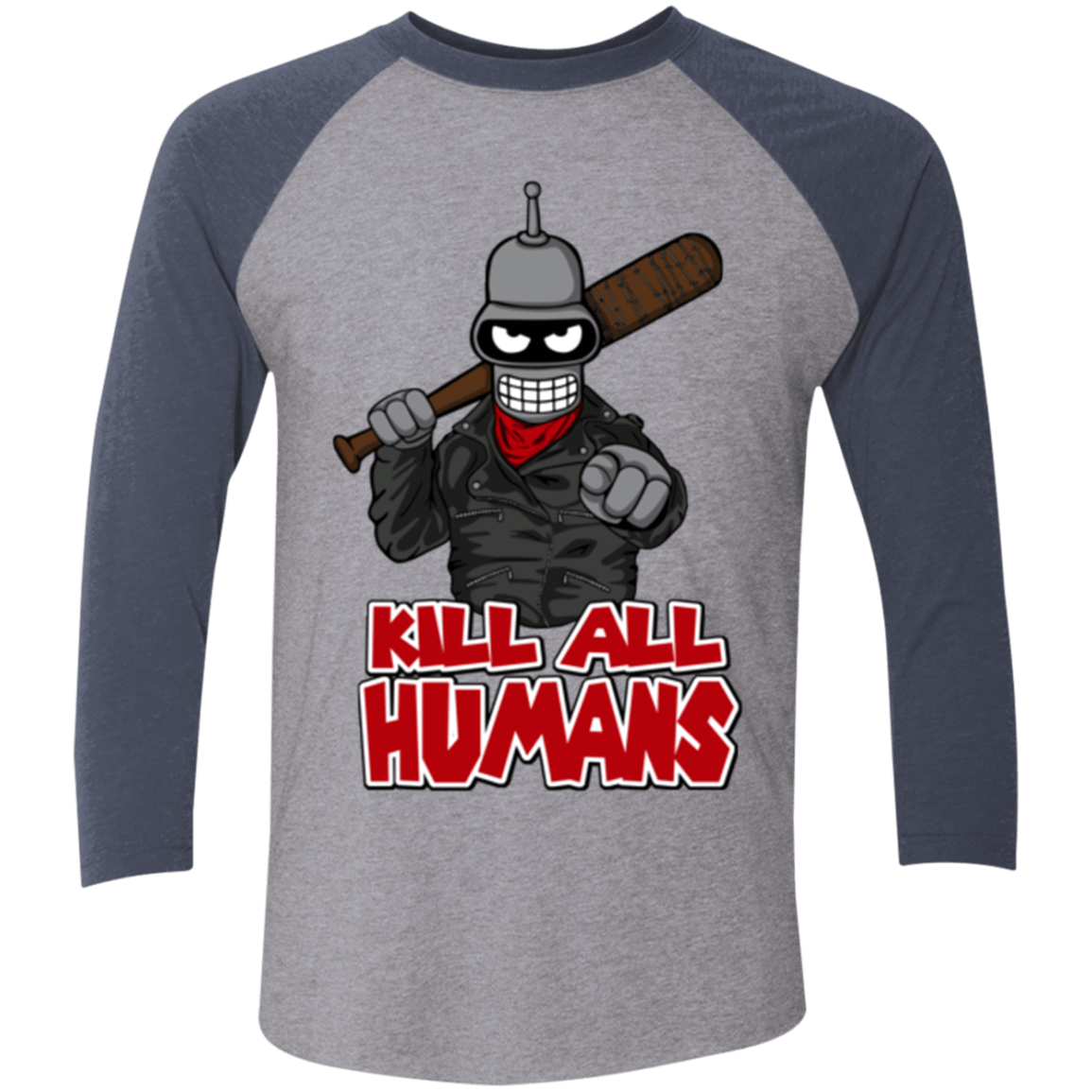 T-Shirts Premium Heather/ Vintage Navy / X-Small The Walking Bot Triblend 3/4 Sleeve