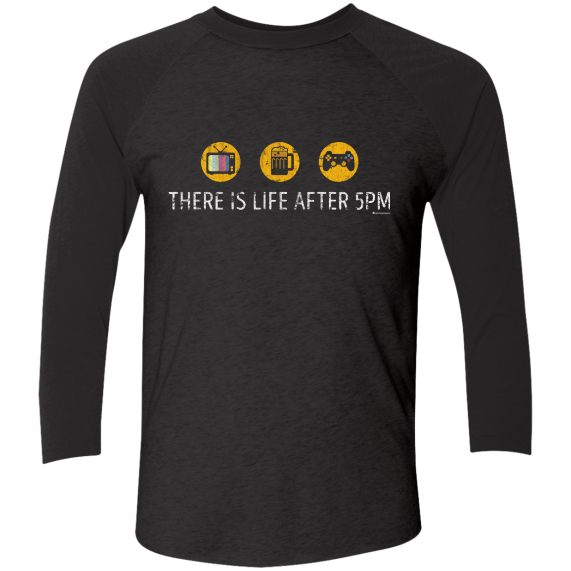 T-Shirts Vintage Black/Vintage Black / X-Small There Is Life After 5PM Men's Triblend 3/4 Sleeve