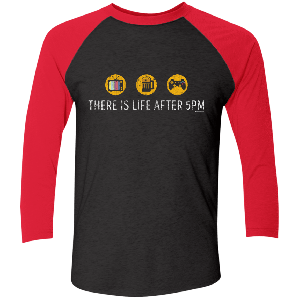T-Shirts Vintage Black/Vintage Red / X-Small There Is Life After 5PM Men's Triblend 3/4 Sleeve