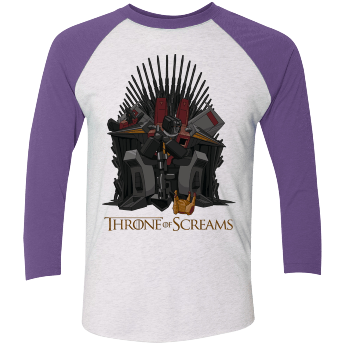 T-Shirts Heather White/Purple Rush / X-Small Throne Of Screams Men's Triblend 3/4 Sleeve