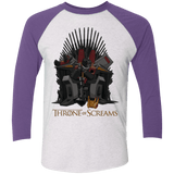 T-Shirts Heather White/Purple Rush / X-Small Throne Of Screams Men's Triblend 3/4 Sleeve