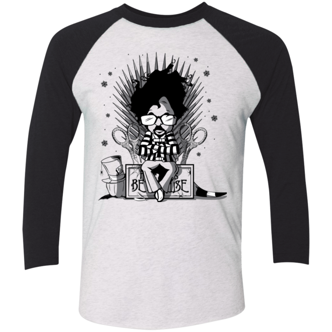 T-Shirts Heather White/Vintage Black / X-Small Throne Restless Imagination Men's Triblend 3/4 Sleeve