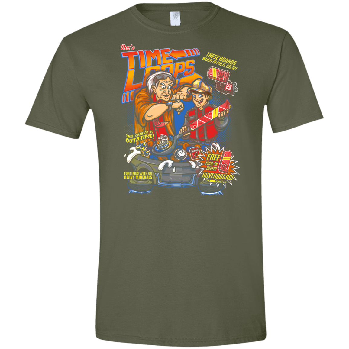 T-Shirts Military Green / S Time Loops Men's Semi-Fitted Softstyle