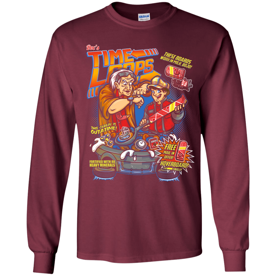 T-Shirts Maroon / YS Time Loops Youth Long Sleeve T-Shirt