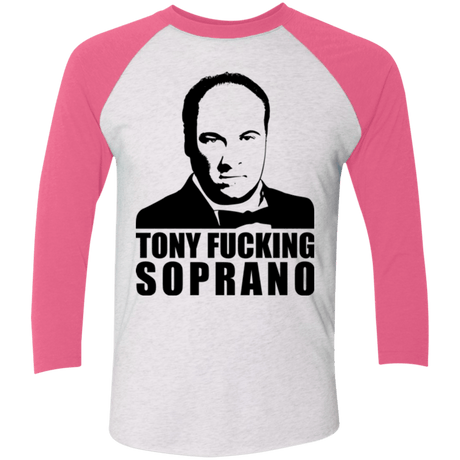 T-Shirts Heather White/Vintage Pink / X-Small Tony Fucking Soprano Men's Triblend 3/4 Sleeve