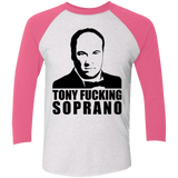T-Shirts Heather White/Vintage Pink / X-Small Tony Fucking Soprano Men's Triblend 3/4 Sleeve