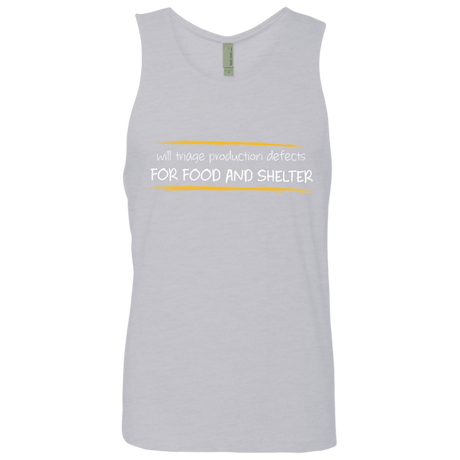 T-Shirts Heather Grey / Small Triaging Defects For Food And Shelter Men's Premium Tank Top