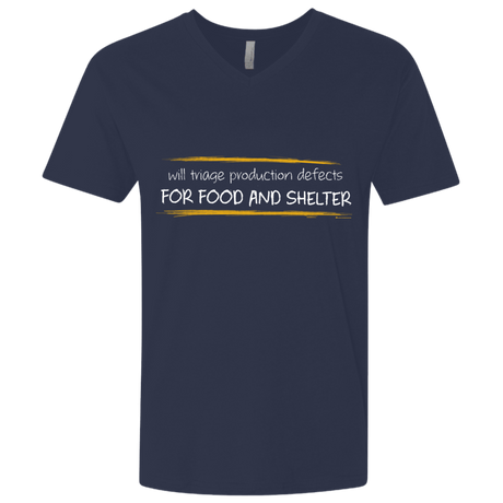 T-Shirts Midnight Navy / X-Small Triaging Defects For Food And Shelter Men's Premium V-Neck