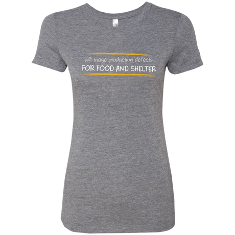 T-Shirts Premium Heather / Small Triaging Defects For Food And Shelter Women's Triblend T-Shirt