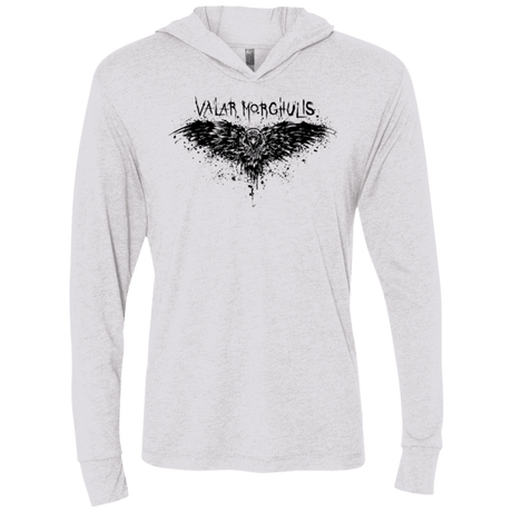 T-Shirts Heather White / X-Small Valar Morghulis Triblend Long Sleeve Hoodie Tee