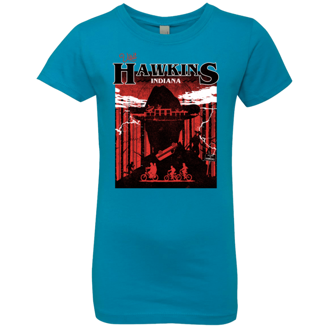 T-Shirts Turquoise / YXS Visit Hawkins Girls Premium T-Shirt