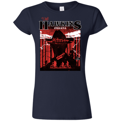 T-Shirts Navy / S Visit Hawkins Junior Slimmer-Fit T-Shirt
