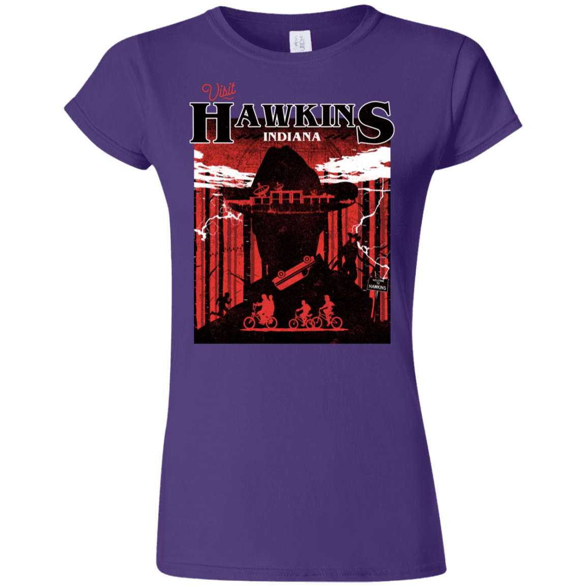 T-Shirts Purple / S Visit Hawkins Junior Slimmer-Fit T-Shirt