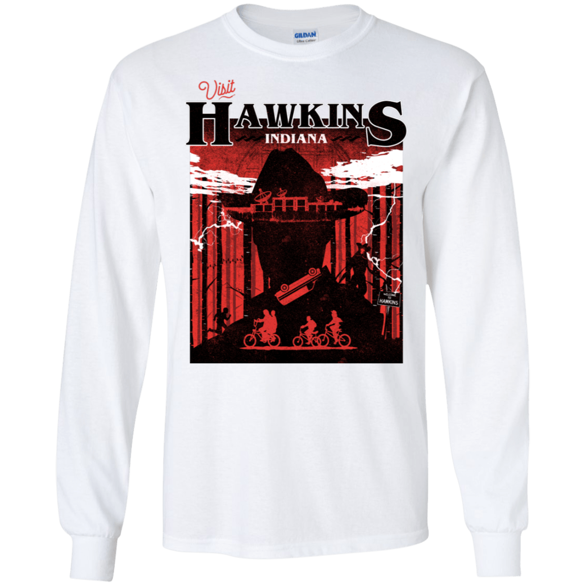 T-Shirts White / S Visit Hawkins Men's Long Sleeve T-Shirt