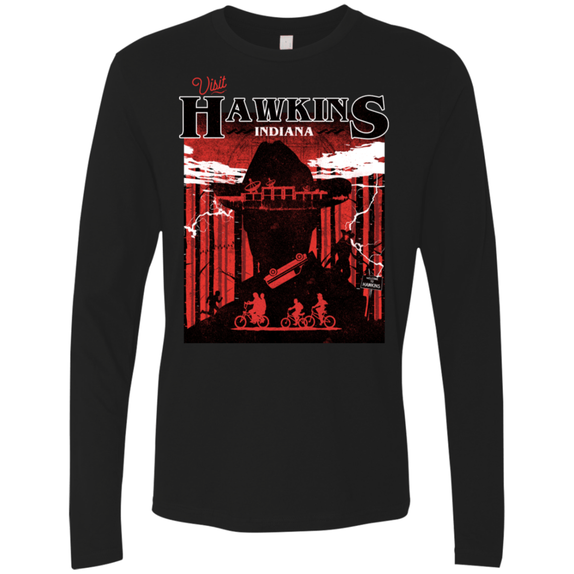 T-Shirts Black / S Visit Hawkins Men's Premium Long Sleeve