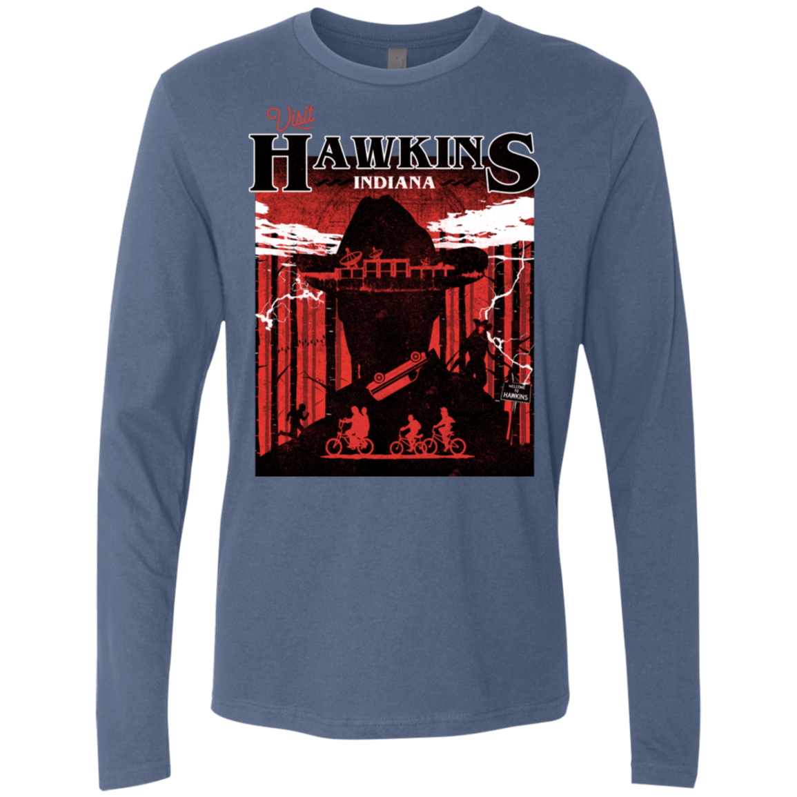 T-Shirts Indigo / S Visit Hawkins Men's Premium Long Sleeve