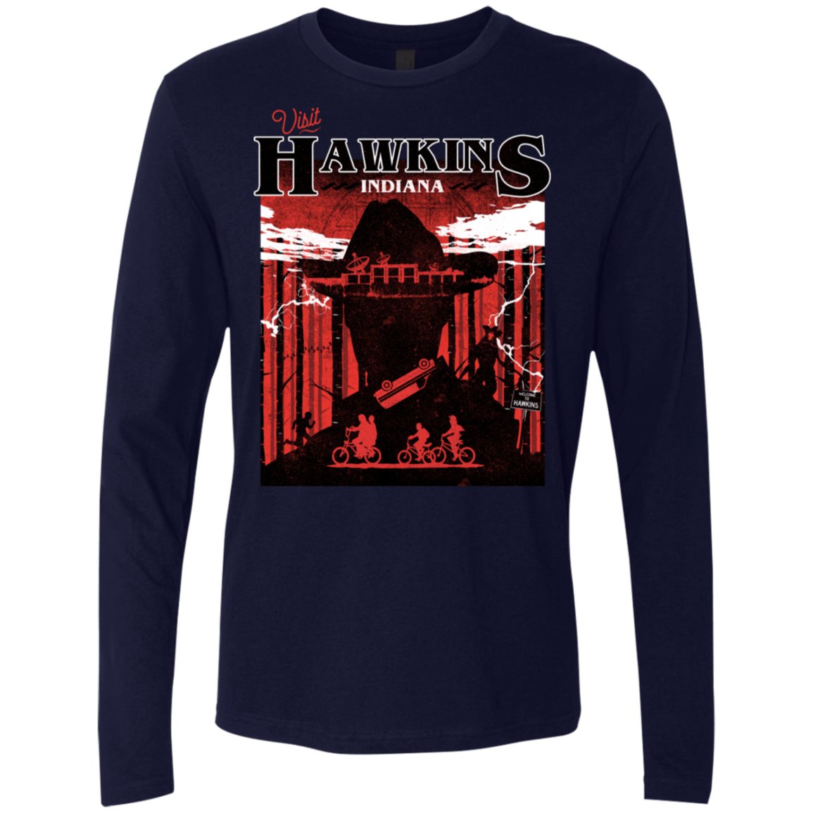 T-Shirts Midnight Navy / S Visit Hawkins Men's Premium Long Sleeve