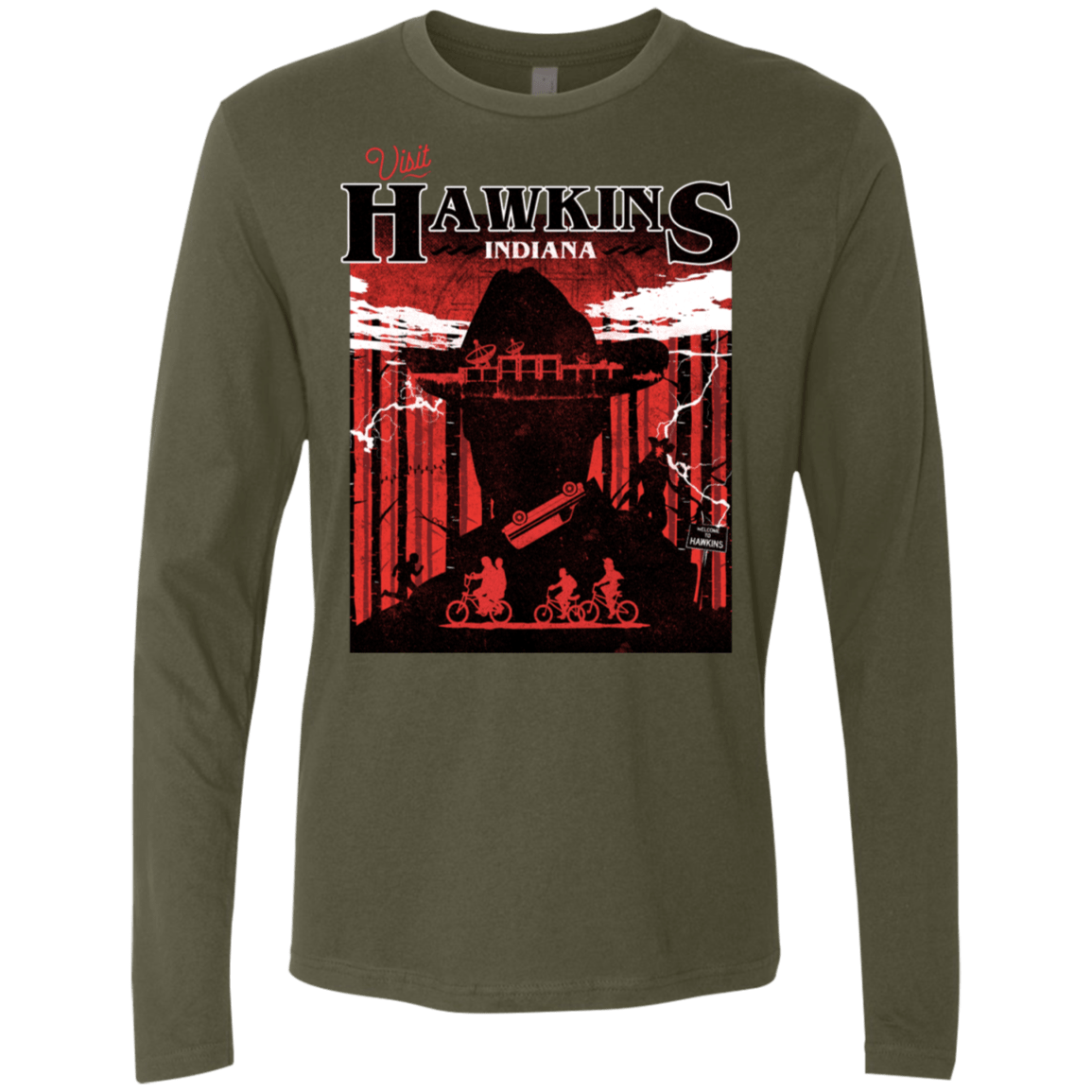 T-Shirts Military Green / S Visit Hawkins Men's Premium Long Sleeve