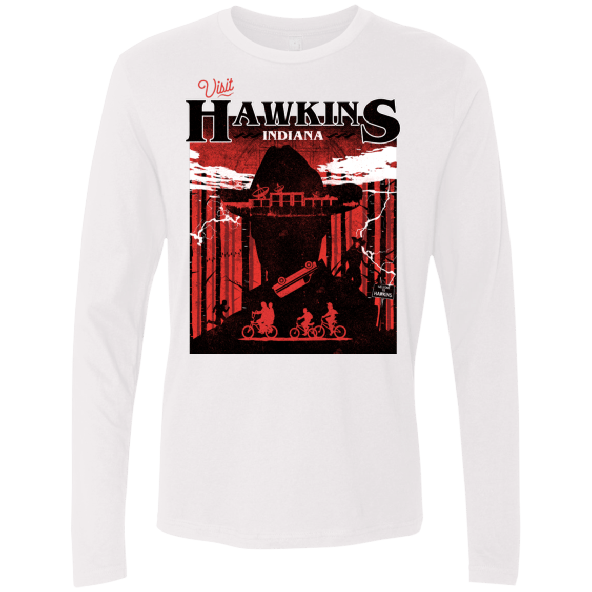 T-Shirts White / S Visit Hawkins Men's Premium Long Sleeve
