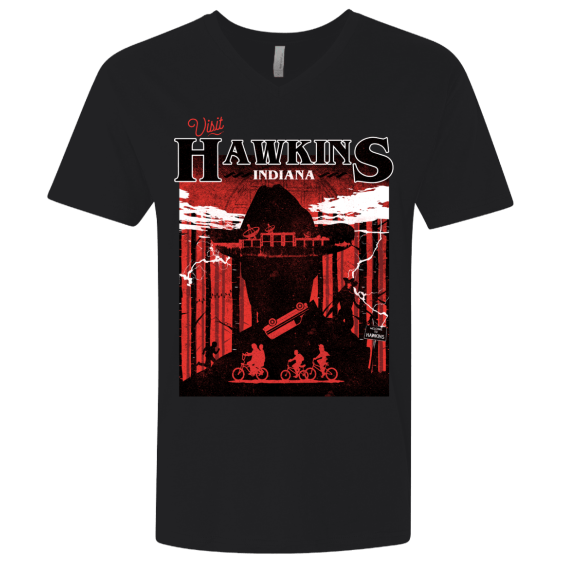 T-Shirts Black / X-Small Visit Hawkins Men's Premium V-Neck