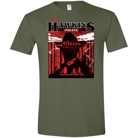 T-Shirts Military Green / S Visit Hawkins Men's Semi-Fitted Softstyle