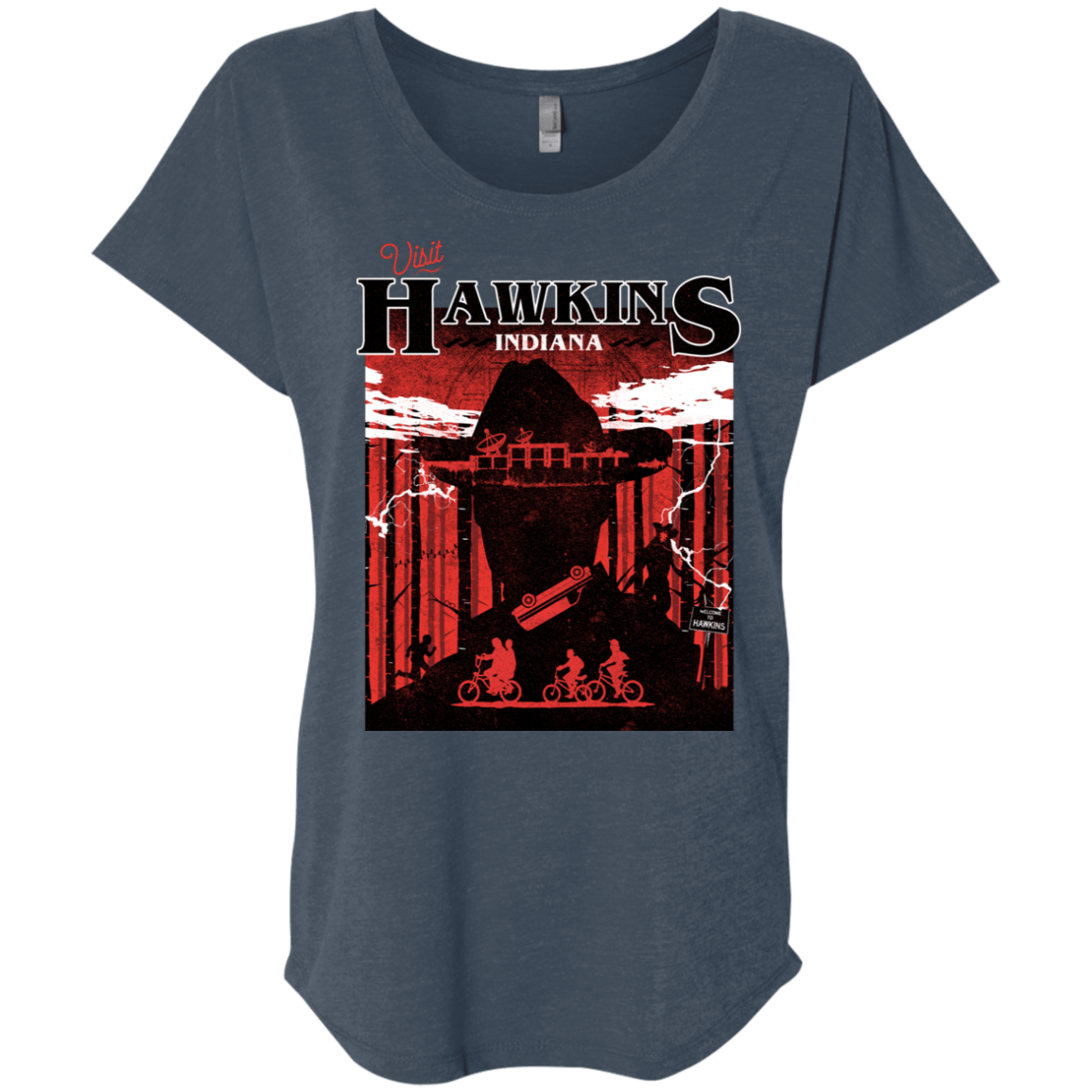 T-Shirts Indigo / X-Small Visit Hawkins Triblend Dolman Sleeve